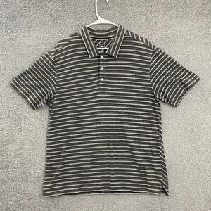 REI Shirt‎ Men L Gray Striped Casual Outdoor Short Sleeve Polo